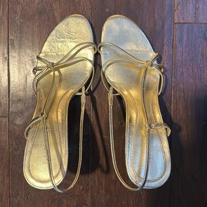 Nine West Metallic Gold Strappy Heels